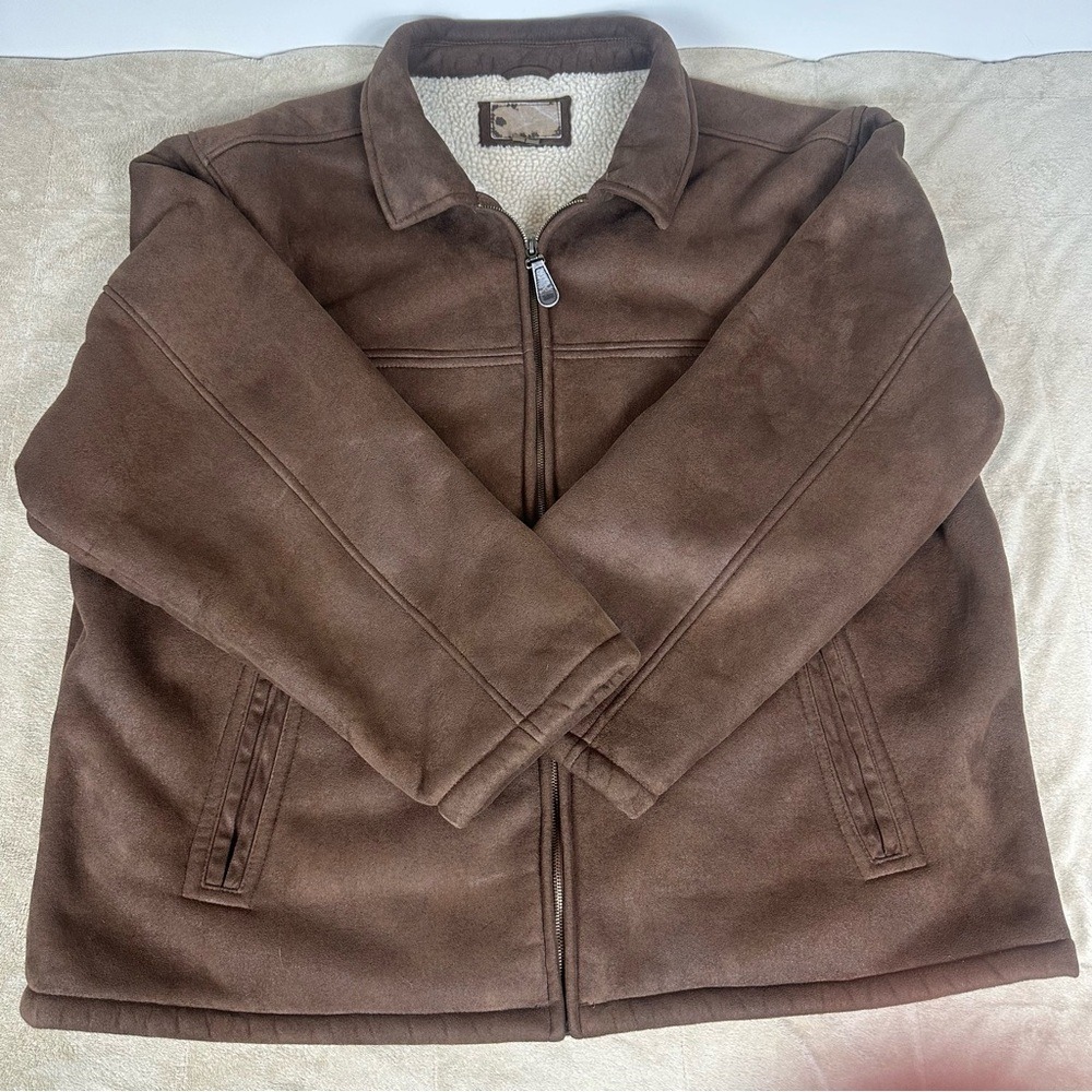 VTG Lee‎ Sherpa Faux Suede Coat Mens XXL Hipster Barn Chore Retro 90s
